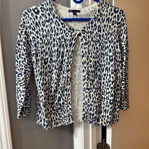 GAP Women's Blue and White Animal Print Cardigan